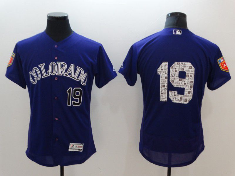 Men Colorado Rockies #19 Chuck Nazt  Blue Elite Spring Edition MLB Jerseys